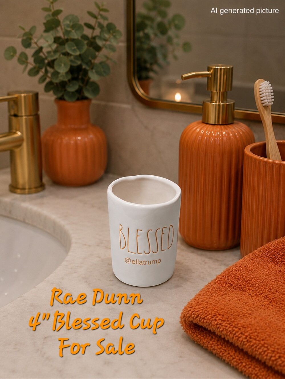 Rae Dunn 4" Blessed Ceramic Cup